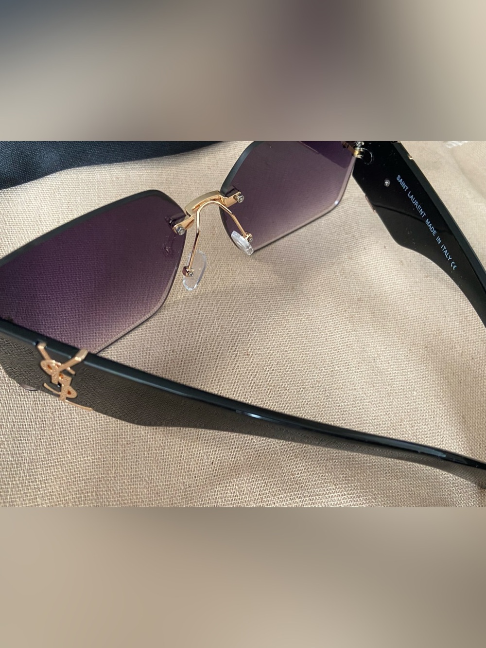 Saint Laurent Black Shield Sunglasses with Gradient Lenses - Picture 3 of 5